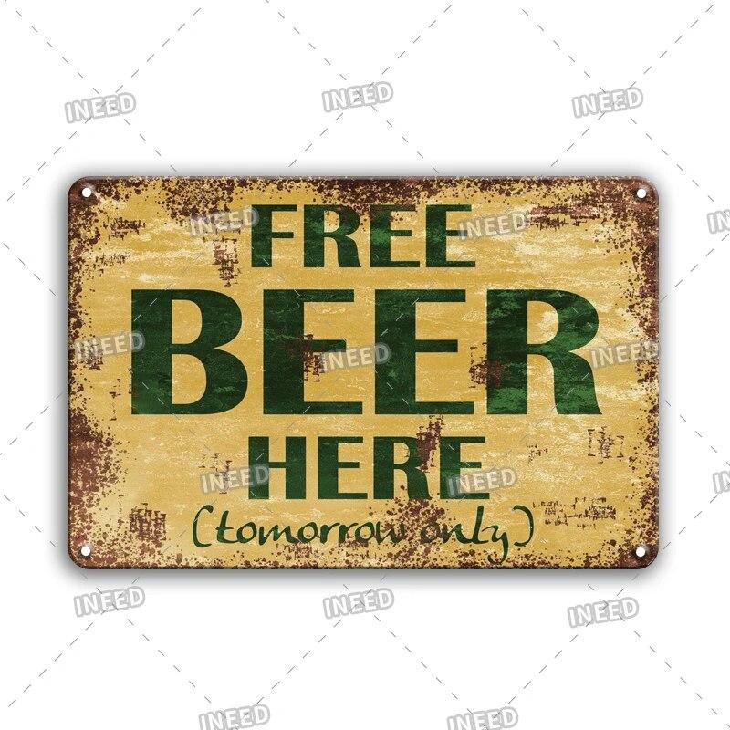 Tin Sign Beer Slod Here Vintage Metal Plaque Retro Metal Plate Funny Drink Vintage Iron Poster for Pub Club Man Cave Bar Decor