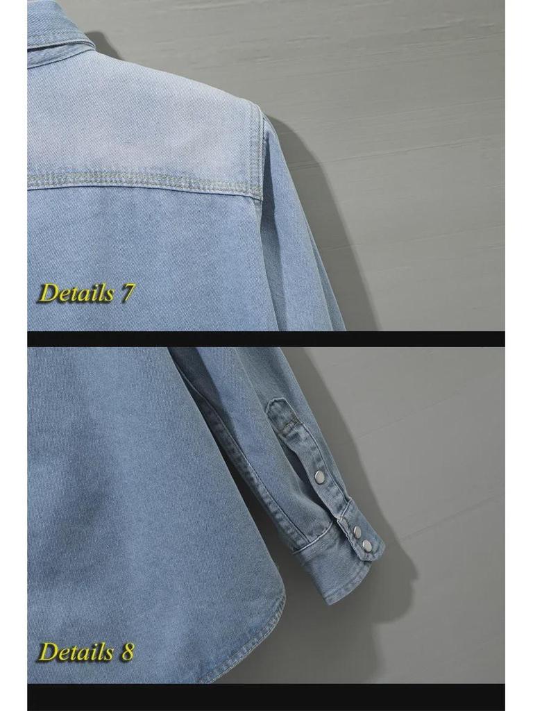 Мужская джинсовая куртка-рубашка с длинным рукавом в японском стиле — идеально подходит для весны и осени.. Свободный крой, универсальная и модная повседневная одежда.