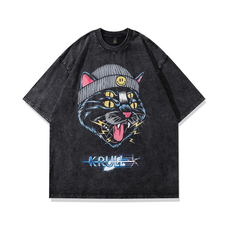 Heavy Terry Hooded Sweater Autumn And Winter Street Trendy Brand Hip Hop Retro Printing Fried Color Hoodie Men