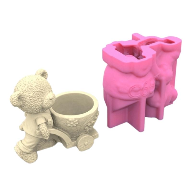 Потянув медведя, форма для цветочных горшков, формы для эпоксидной смолы, держатель для ручек, подсвечник, цементный горшок, силиконовая форма, украшения для дома