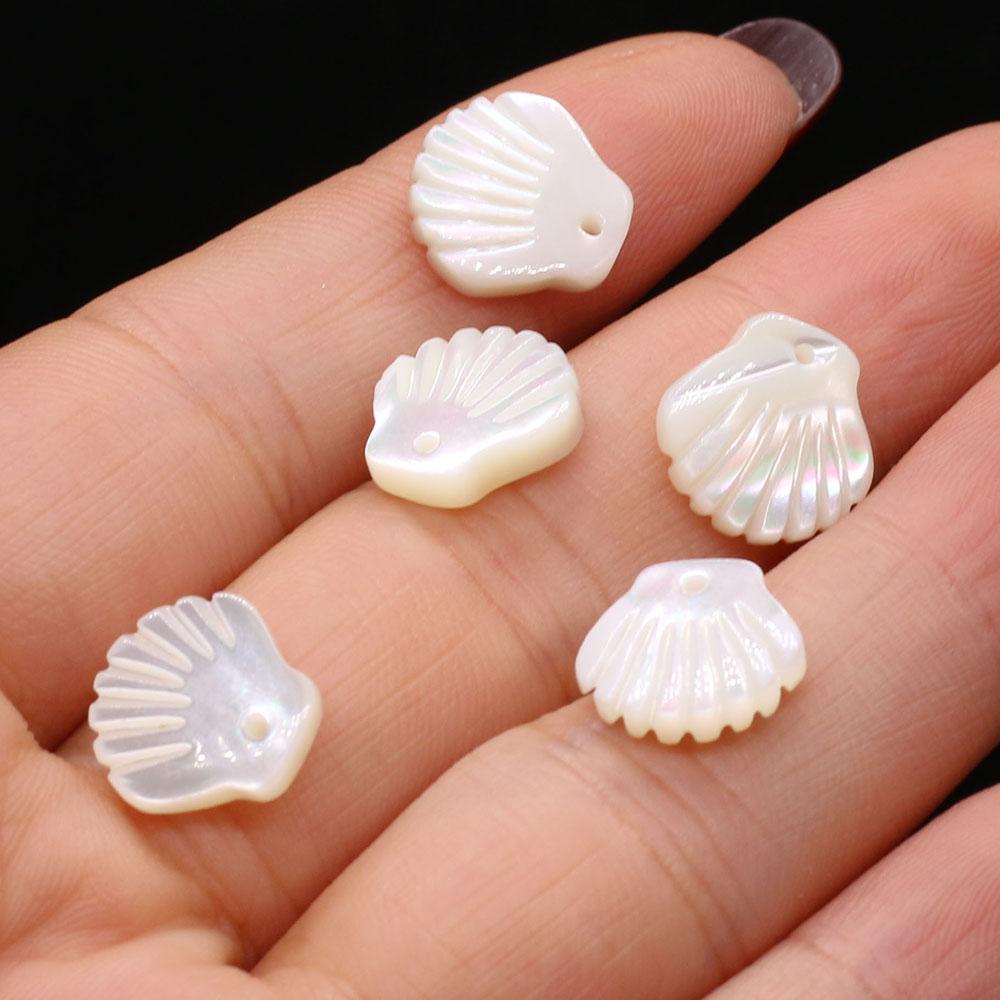 5Pcs, White Natural Shell Pendant, Fashion Sector-Shaped Charms For Jewelry Making DIY Necklace Earrings Accessory, Mardi Gras Valentine's Day Craft