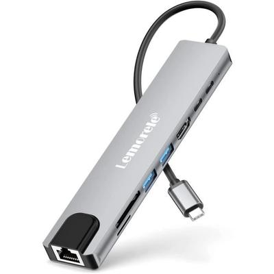Концентратор USB C «9 в 1» с Ethernet, HDMI 4K, USB A 3.0 и; 2.0, USB C, 100 Вт, слот для карты TF-SD, многопортовый адаптер USB C [82]
