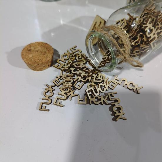 Bad Mood Gift Bottle Pieces Vent Wooden Fucks Letter Gift Jar Funny Office Colleague Friend