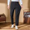 FAPAI Men's Half Elastic Waist Faux Wool Casual Pants