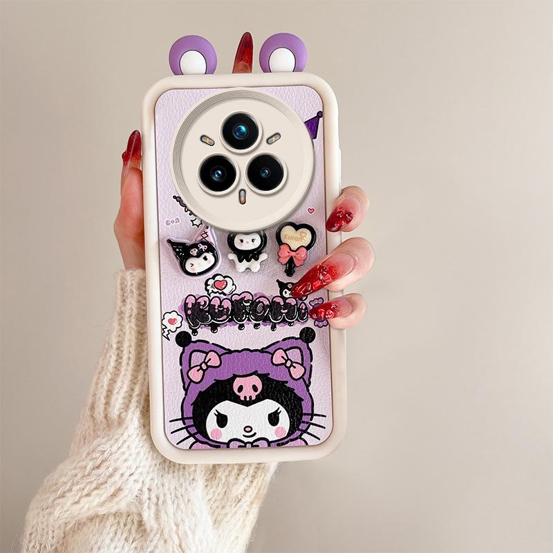 KEYSION Милый чехол с 3D-мультяшным рисунком в виде уха для Realme 14 Pro+ 5G с браслетом, силиконовый противоударный чехол для телефона OPPO Realme 14 Pro 5G