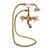 Antique Brass Shower System Wall Mounted Brass Handheld Shower Sprayer with Cross Handle Bathtub