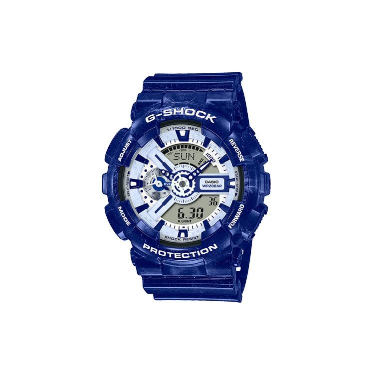 Casio Мужские часы с двойным дисплеем (жидкокристаллический/аналоговый) Серия Синие часы GA-110BWP-2APFQ