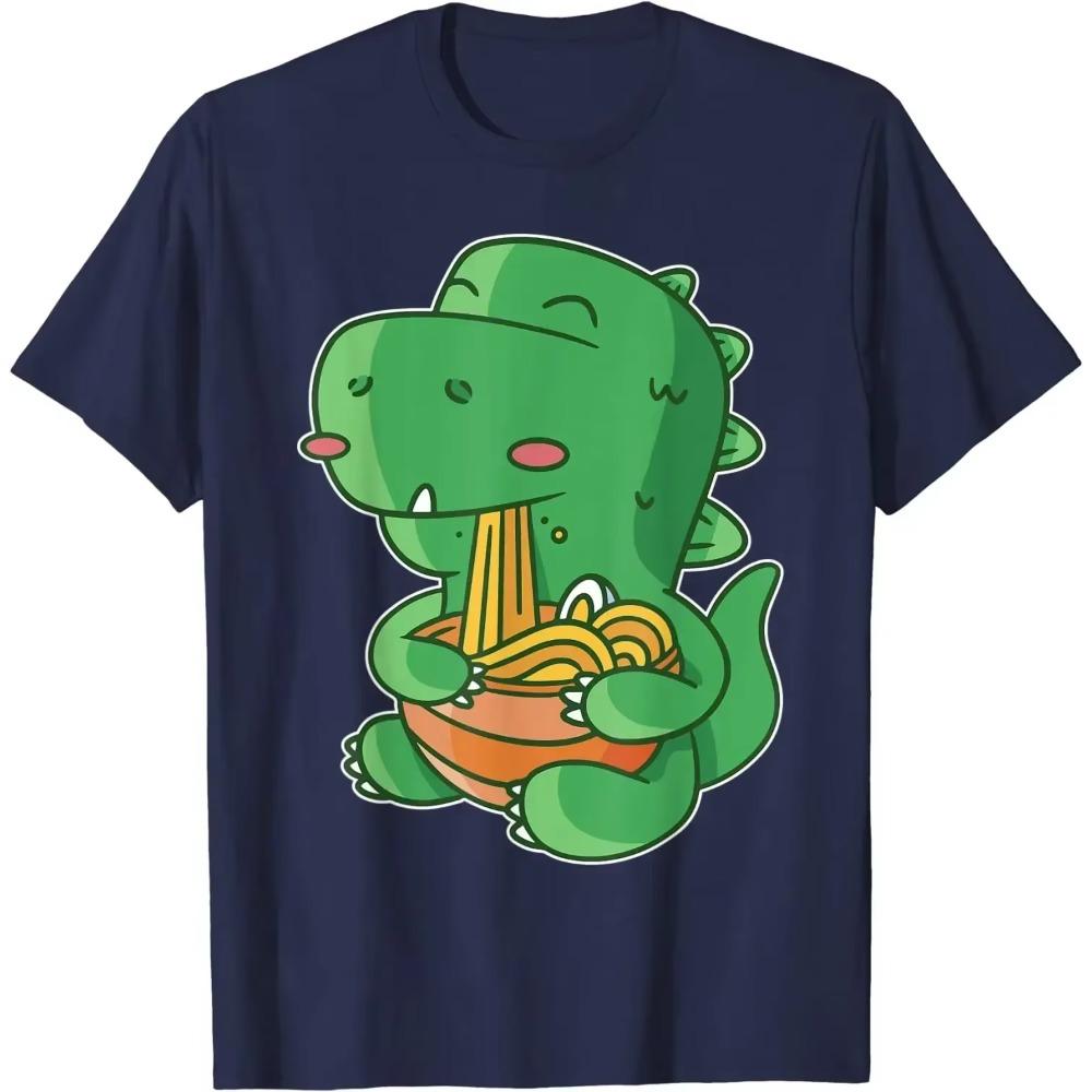 Ramen T-Shirt Trex Tshirt Kawaii Anime Tee Japanese Dinosaur T-Shirt Men Clothing Anime Clothes Cotton Four Seasons Daily