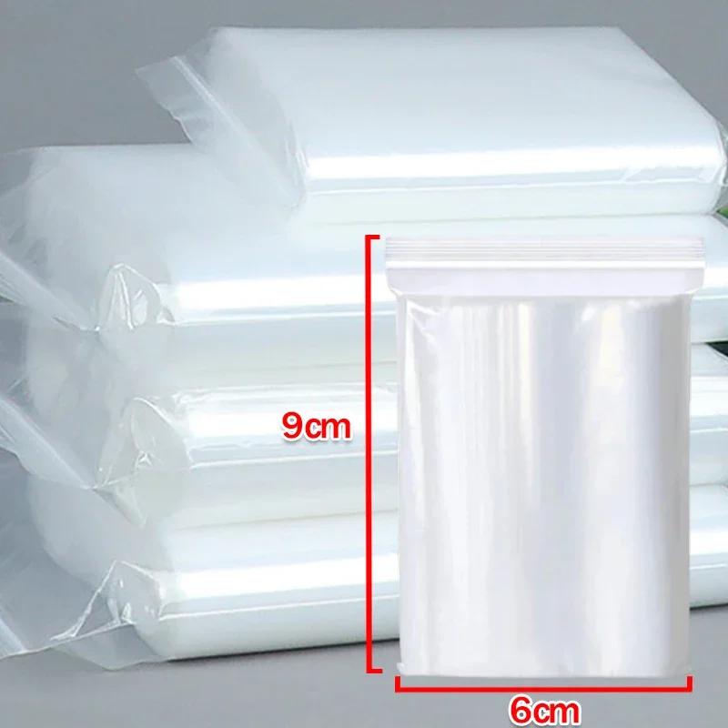 100-300Pcs Thicken Zipper Sealed Bags Clear Plastic Storage Bag for Small Jewelry Food Packing Reclosable Ziplock Sealing Bags