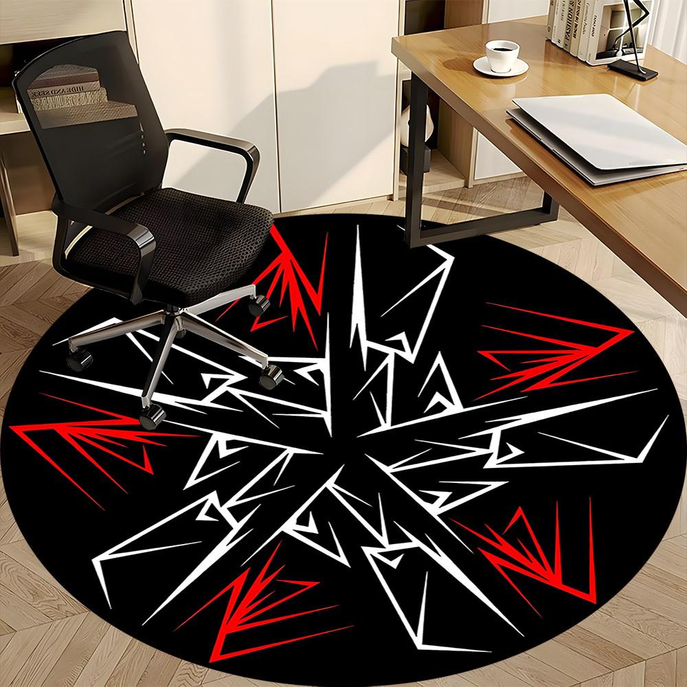 1pc Abstract Pattern Chair Carpet for Office, Round Non Slip Durable Large Size Office Carpet, Suitable for Office