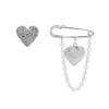 Cold Wind Retro Geometric Love Brooch Stylish Simple Pearl Chain Two-Piece Set Pin Brooch