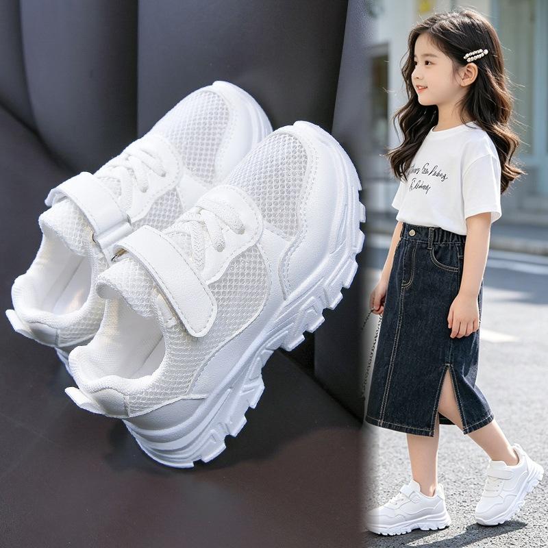 2026New summer styles of children's athletic shoes: white mesh, breathable, casual shoes for girls, and running shoes for boys for Children's Day