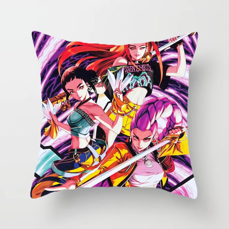 New K-Pop Demon Hunter Girl Group Animation Throw Pillow Peripheral Animation Printed Throw Pillow Game Chair Cushion Home Cushion