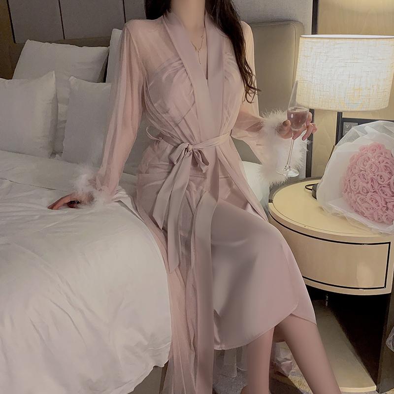 Комплект женского платья, однотонное длинное атласное платье с завязками на шее и открытой спиной, с мягким О-образным вырезом, сексуальная пижама для женщин