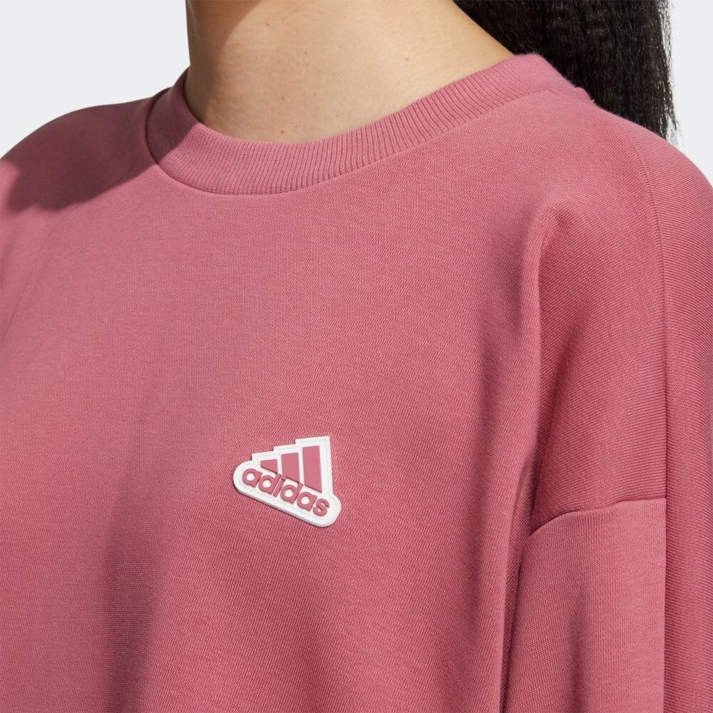 adidas Свитшоты Женские Розовые С Круглым Вырезом Средней Посадки Обычные IA5226