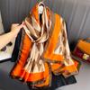 Ring Chain Large Size Shawl Premium Letter Silk Scarf Imitation Silk Scarf New Long Scarf Thin Beautiful Brocade