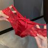 1PC Charm Red~ Satin Lace Red Panties Birthday Festive Sexy Low Waist Pure Mesh Briefs