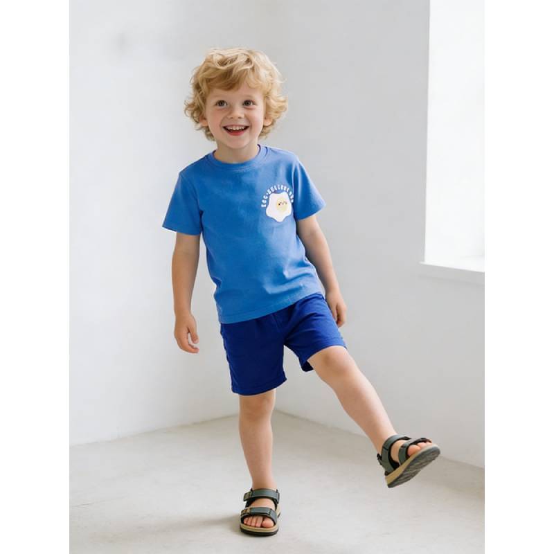 Boys Summer Cotton Pajama Set With Cartoon Pattern For Kids Bedroom Lounge