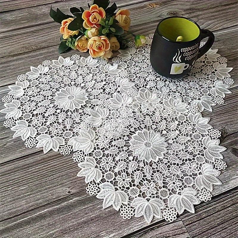 2pcs Vintage White Lace Table Mat, Plate Mat,  Home Kitchen Dinning Table Decoration