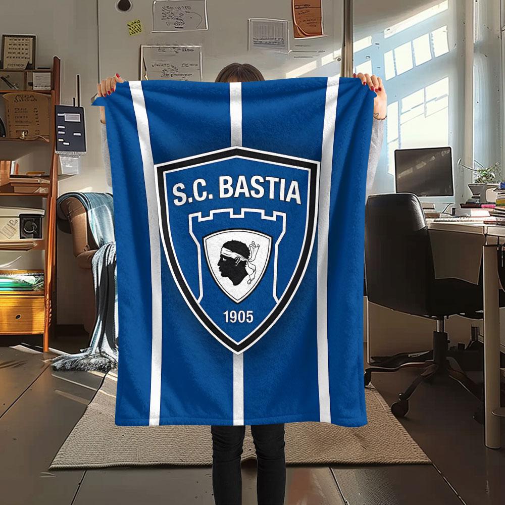 1PC Sporting Club de Bastia Patterned Flannel Blanket Suitable For All Seasons for Home Decor Warmth and Comfort Gifts Holiday Present