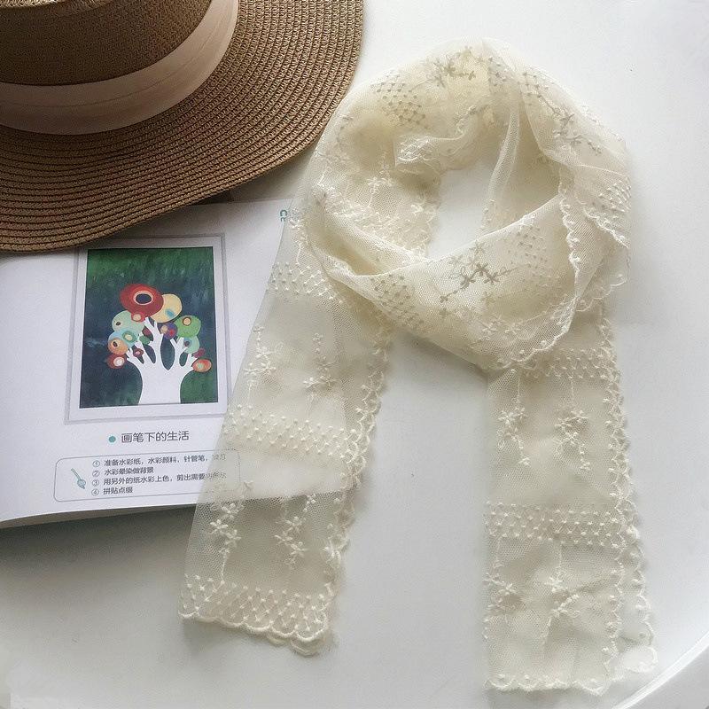 Spring and Autumn Korean Lace Scarf Solid Color Long Strip Small Scarf Neck Protection Hair Decoration Scarf Ribbon Winter Scarf