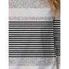 Gray and black striped spliced long-sleeved T-shirt, simple casual top, women's T-shirt, women's long-sleeved