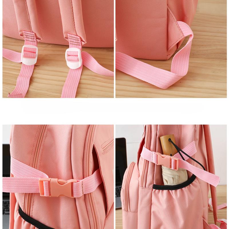 5 шт.. Рюкзак из пяти предметов для начальной школы, для старшеклассников, большой емкости, с несколькими карманами, многофункциональный рюкзак, однотонная холщовая сумка для отдыха