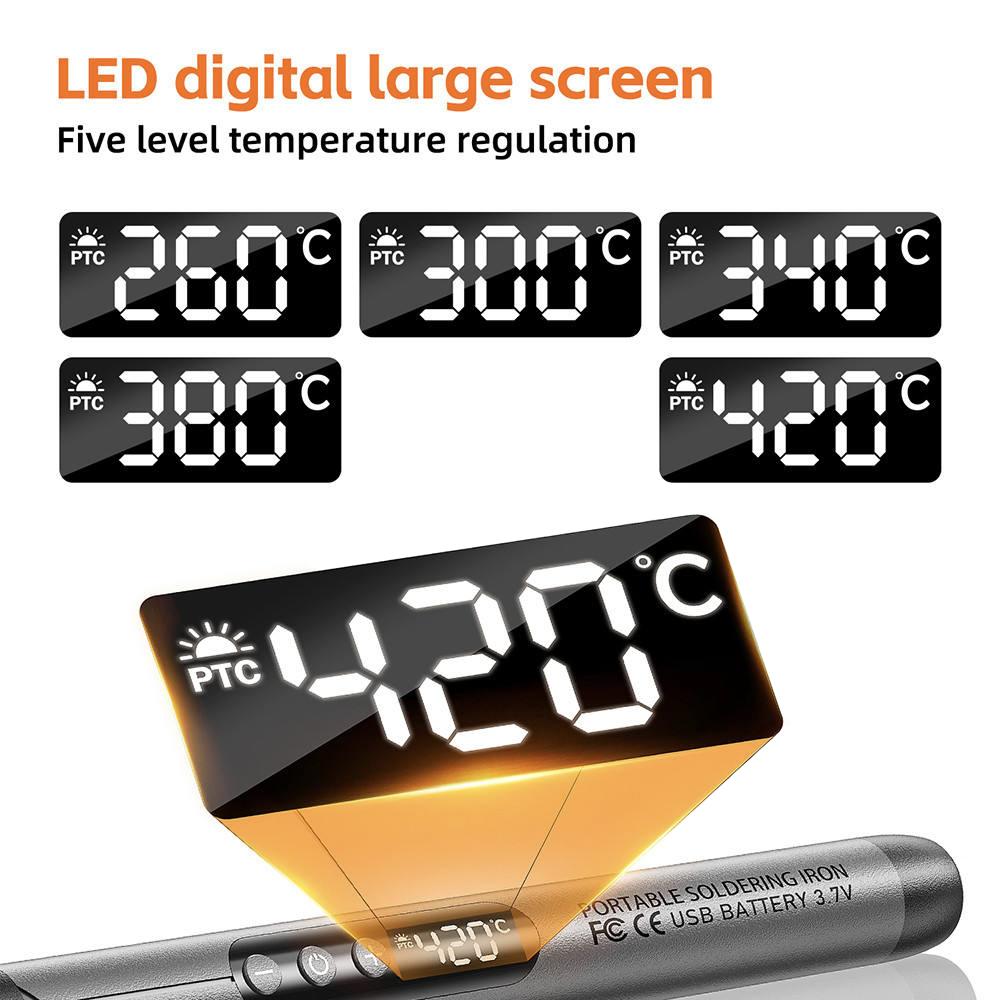 USB Электрический Паяльник Набор LED Цифровой Мини Беспроводной Регулируемая Температура 300-450℃ Умный 1000мАч Паяльник Инструмент для Пайки