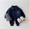 Korean Kids' Winter Two-Piece: Fashion Pants & Patterned Fleece Sweater