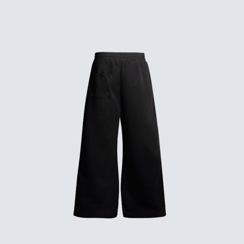 Unisex Relaxed Fit Cotton Blend Track Pants With Embroidered Patch High Street Casual Sweatpants Daily Wear