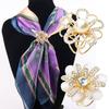 Elegant Alloy Flower Brooch With Rhinestones And Pearls Fashionable Women's Pin