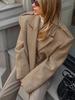 Европейский и американский осенне-зимний шерстяной костюм: Женское пальто кэжуал с широким лацканом класса люкс