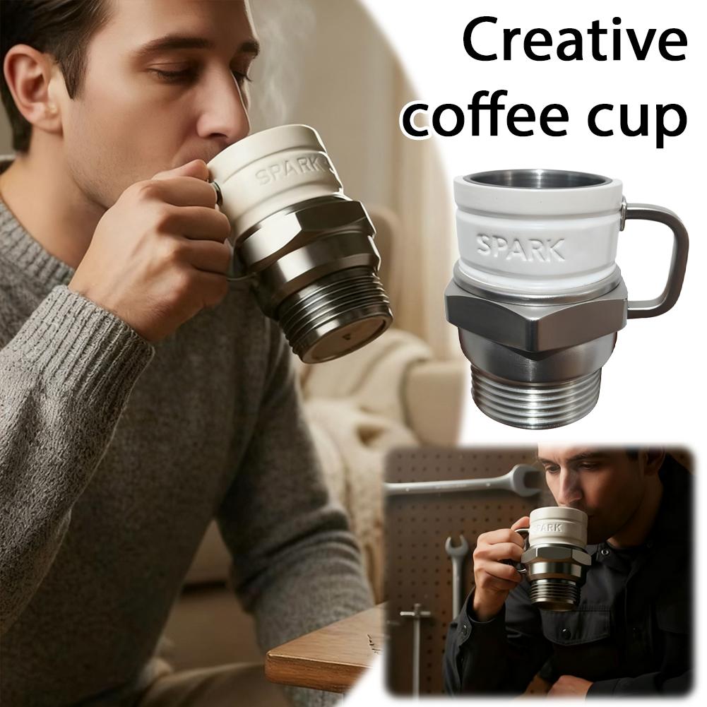 Spark Plug Coffee Mug Stainless Steel Resin Automotive Coffee Cup Cyberpunk Home Office Mugs for Car Lovers Christmas Gifts