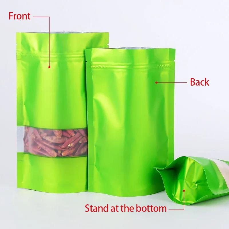 Colored Self-supporting Self Sealing Bag Aluminum Foil Sealed Biscuit Flower Tea Sealed Pocket Candy Facial Mask Gift Window Bags