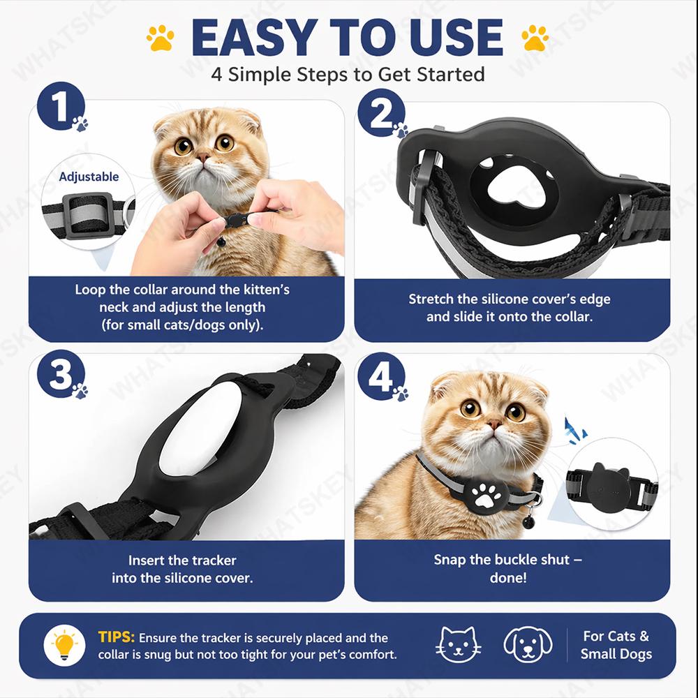 Bluetooth GPS Tracker Woeks with Google Find My (Android Only) Waterproof Smart Tracker Tag With Adjustable Collar for Cats Pet 5