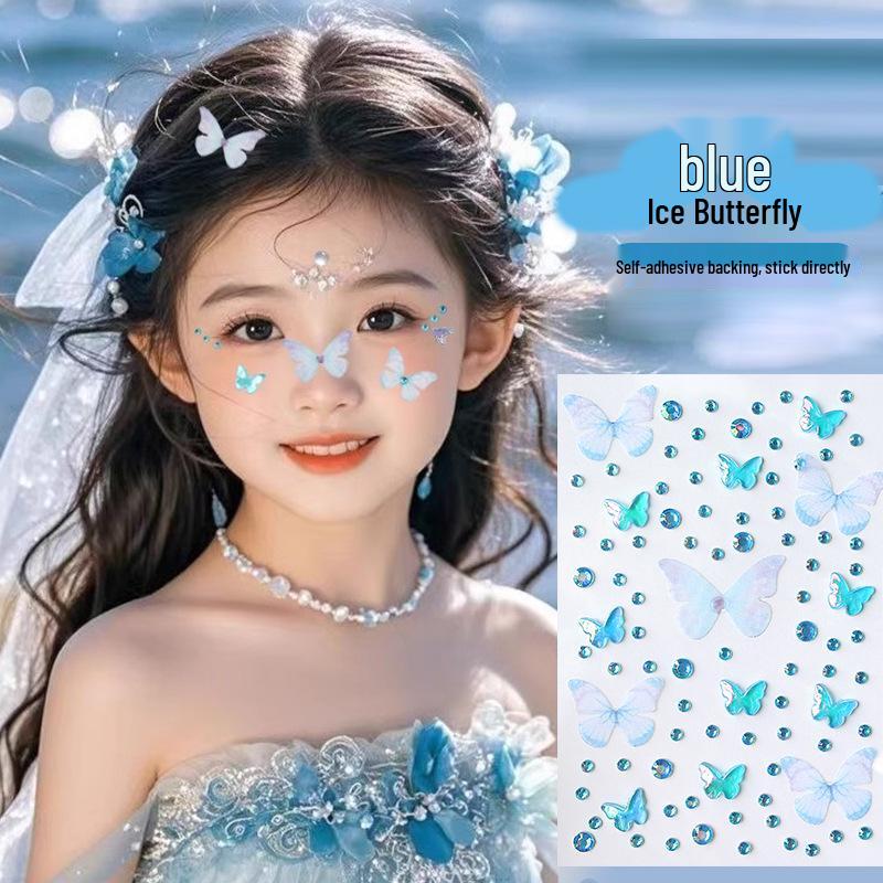 Наклейки для лица «Бабочка и бриллиант» для детского сценического макияжа