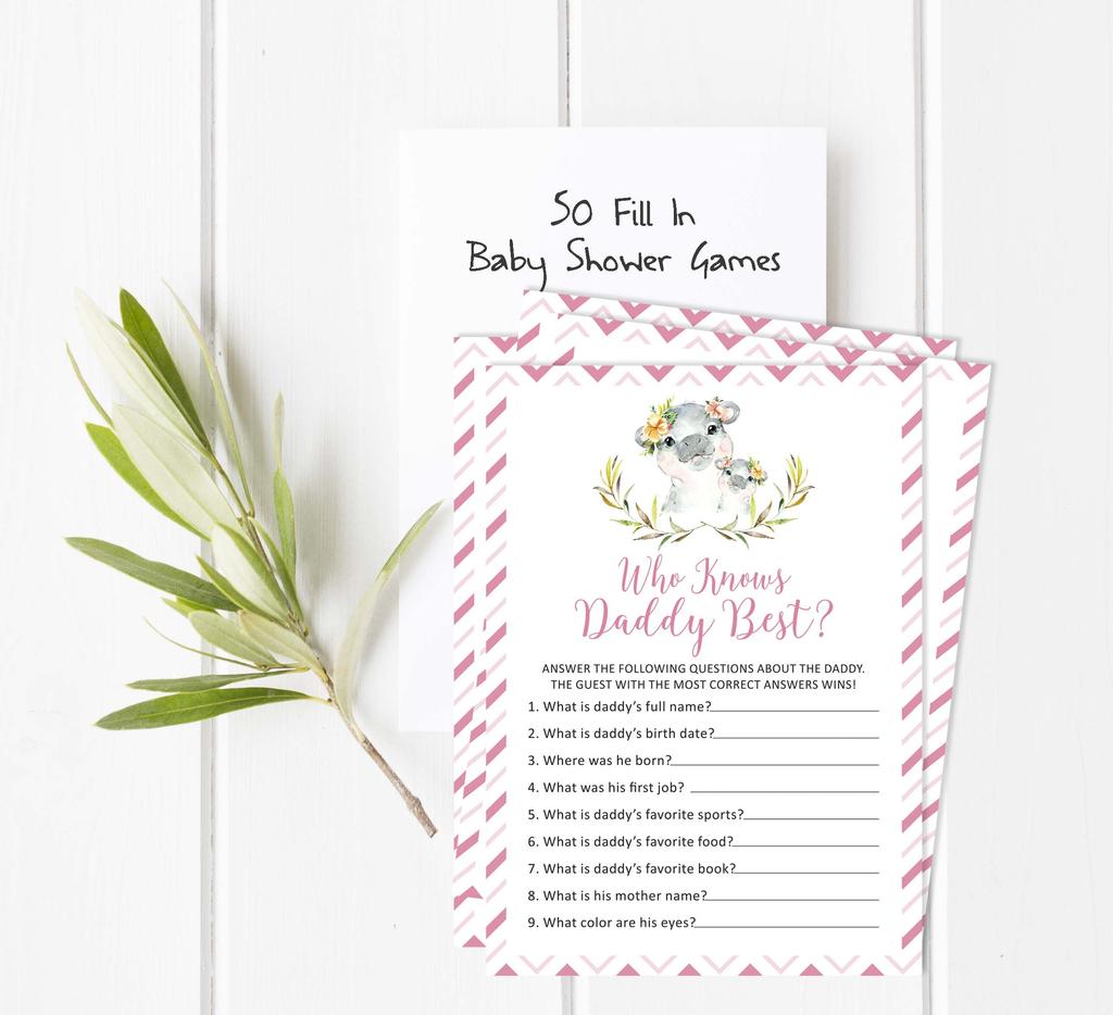 Inkdotpot Игровой набор Baby Shower из 50 игр BabyA AlphabetA ABCA Игра Бегемот Девочка Пол Нейтральная Вечеринка