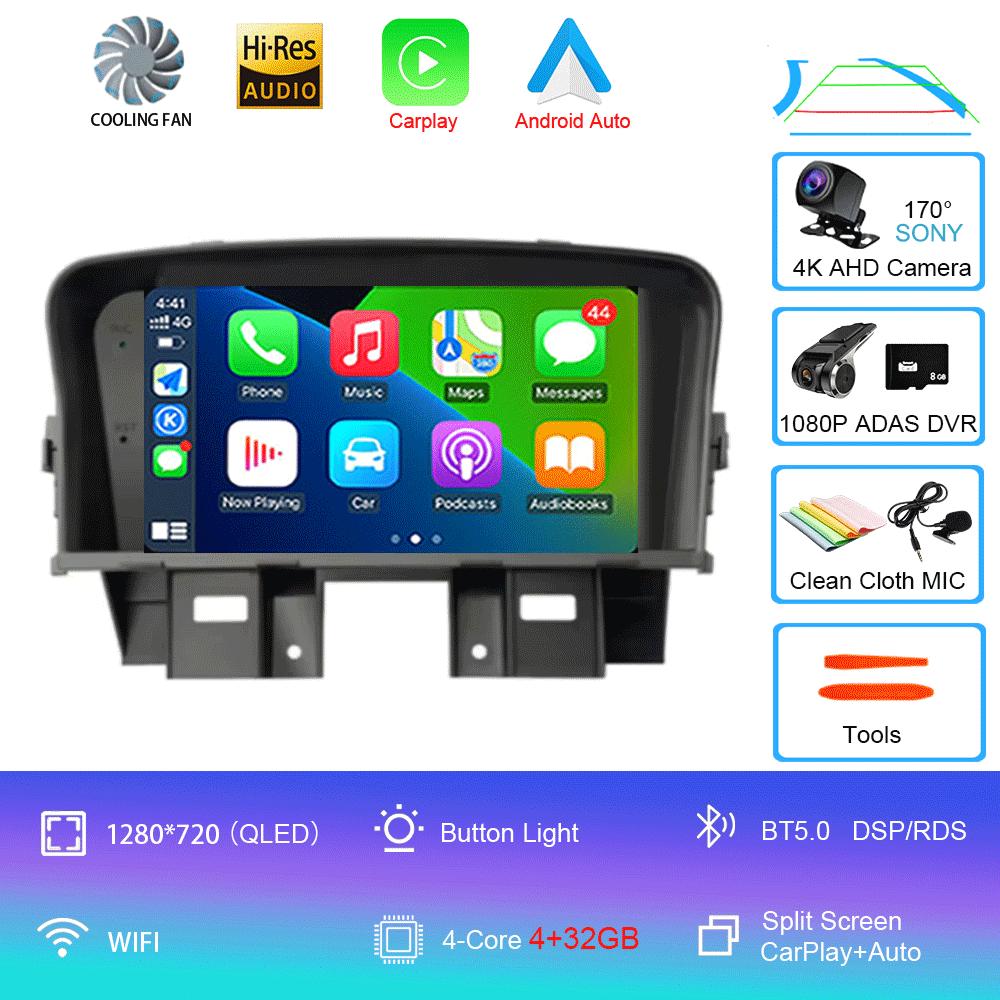 Автомобильное радио Android 14 для Chevrolet Cruze J300 2008-2014 Мультимедийный видеоплеер QLED GPS-навигация Встроенный Carplay BT RDS DSP