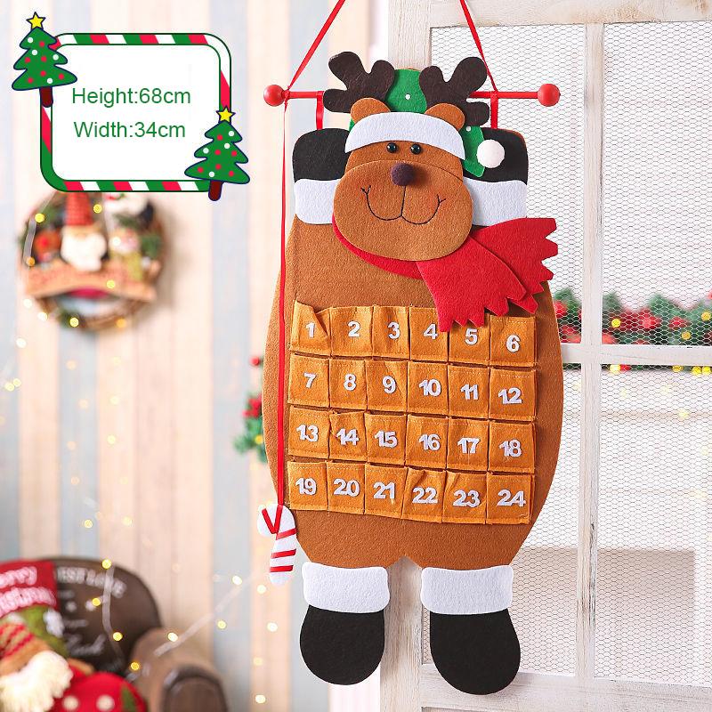 Рождественские украшения с оленями, календарь обратного отсчета, старик, настенная атмосфера, снеговик