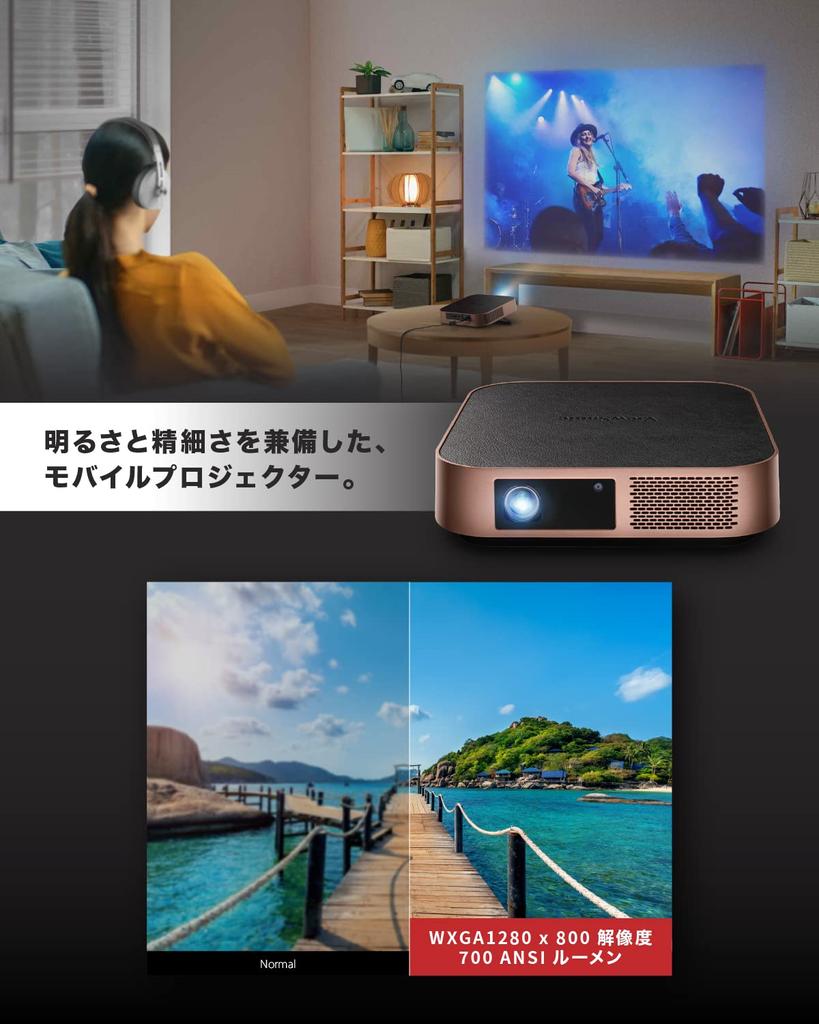 Светодиодный домашний проектор ViewSonic M2W Яркость 700 ANSI люменов WXGA Автофокус Автоматическая коррекция трапецеидальных искажений Динамик Harman Kardon HDMI USB Bluetooth