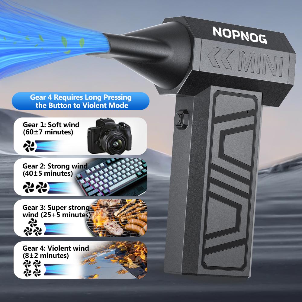 Cleaning Blower Tool Type-C Charging Electric Air Duster 5 Outlet Nozzles Portable 4 Gears Blowing Snow Turbo Jet Fan 130000RPM Car Fan