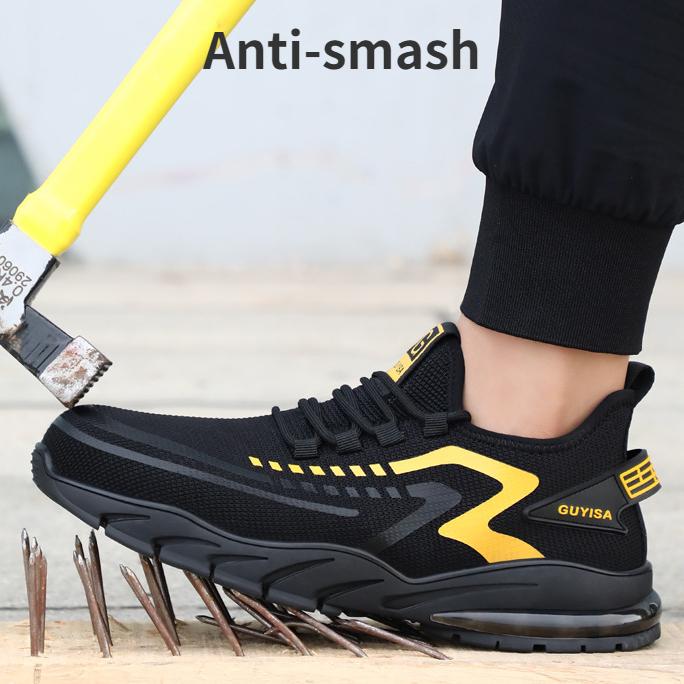 Men's Work Safety Shoes with Air Cushion Labor Protection Shoes Anti-smash Anti Puncture Boots