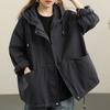 Women's Spring and Autumn Single Layer Hooded Jacket Short Loose Coat Casual Zipper Jacket