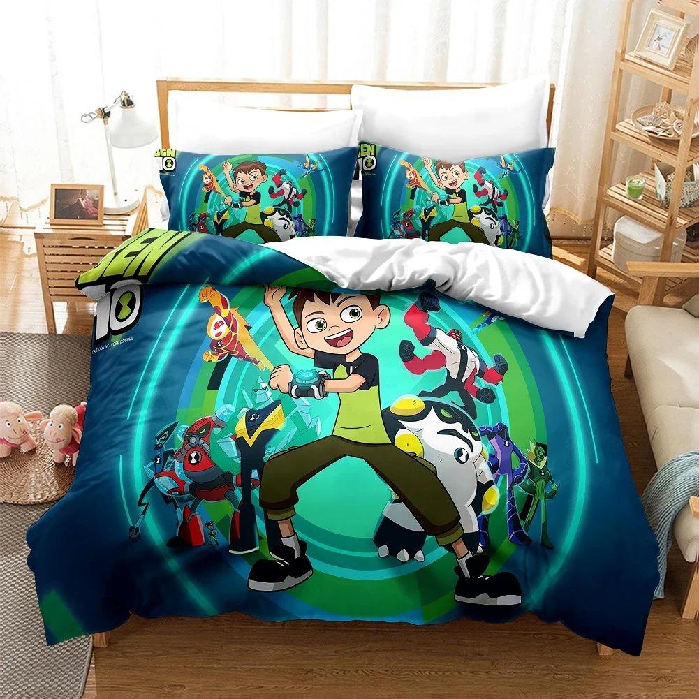 3D мультфильм Ben10 пододеяльник с наволочкой комплект постельного белья односпальная двуспальная кровать двуспальная кровать размера «king-size» комплект для декора спальни