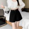 2024 Осень/Зима Женские Шерстяные Шорты с Высокой Посадкой и Широкими Штанинами - Стильные Повседневные Модные Шорты