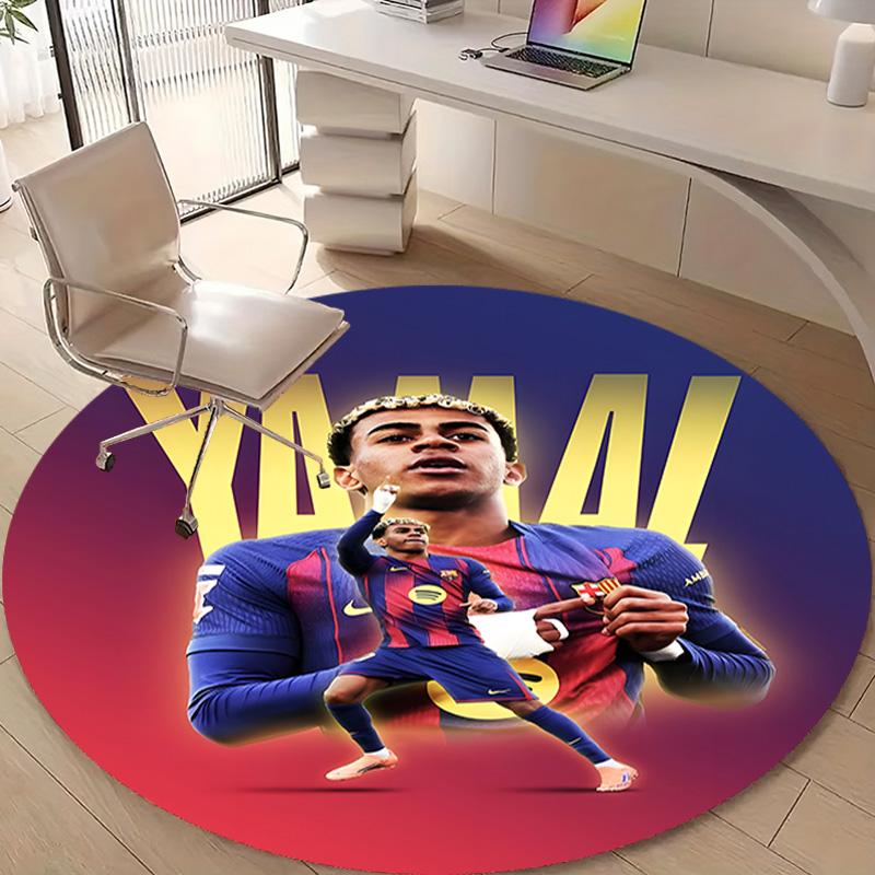 1pc Lamine Yamal Print Round Carpet Chair Round Carpet Suitable for Bedroom Living Room Home Decorative Carpet