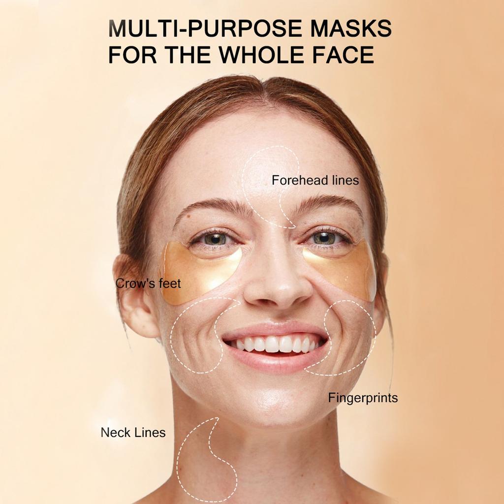 Увлажняющие повязки для глаз Подушечки для глаз 60 шт. Подушечки для глаз 24k Коллагеновая маска для глаз Увлажняющая маска для удаления темных кругов Уменьшение тонких линий и морщин, 10 мл