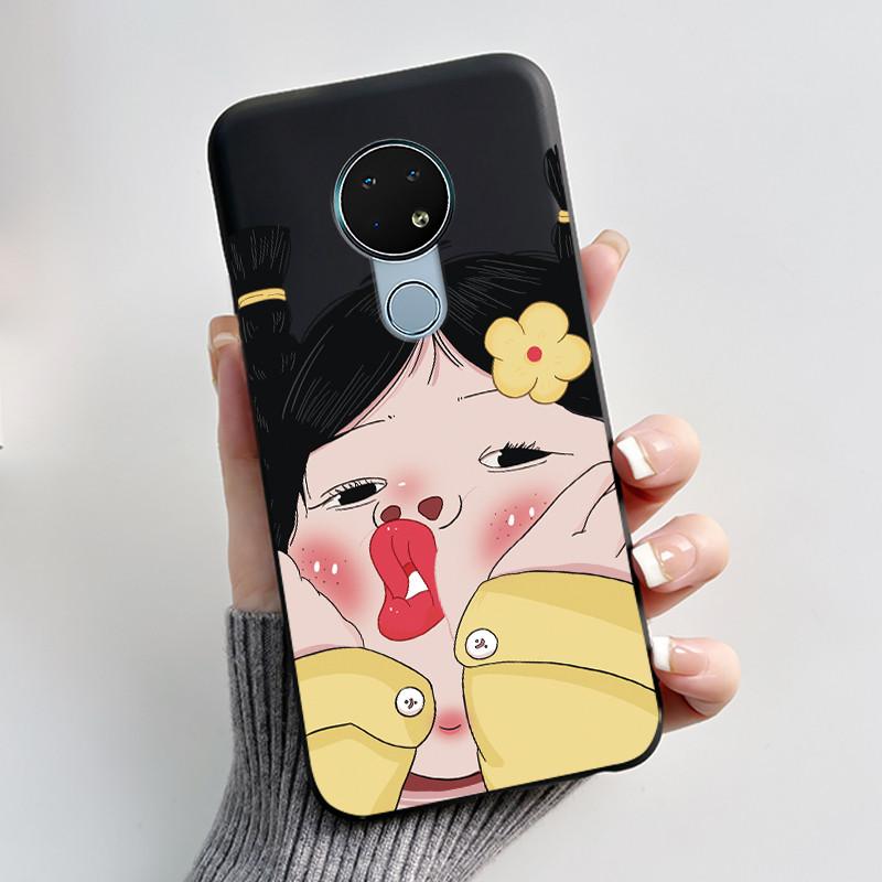 Милый Чехол Для Nokia 6.2 / Nokia 7.2 Fundas Capa Печатный Корпус Защитная Крышка Мягкий Силикон Мультяшный Черный Корпус Coque