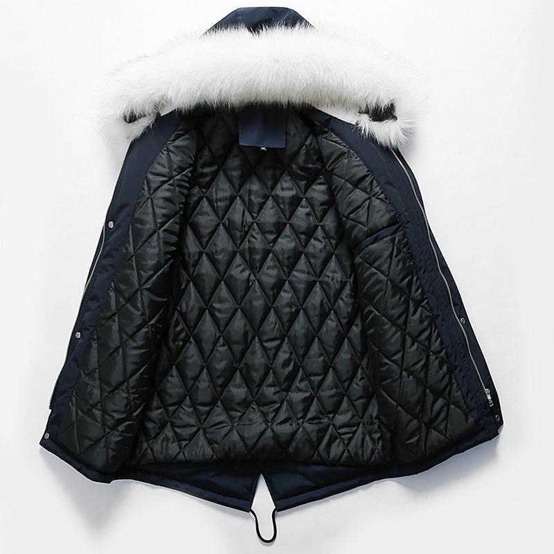 Утепленная одежда Мужская зимняя куртка с большим меховым воротником Мужская средняя и длинная утепленная одежда Утепленная куртка с капюшоном