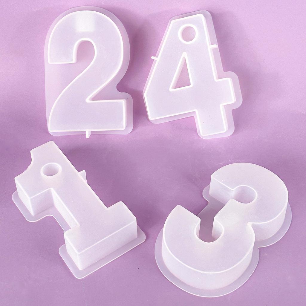 3D Number Candle Holder Silicone Mold DIY Handmade Candlestick Plaster Epoxy Resin Concrete Casting Molds Home Desktop Decor